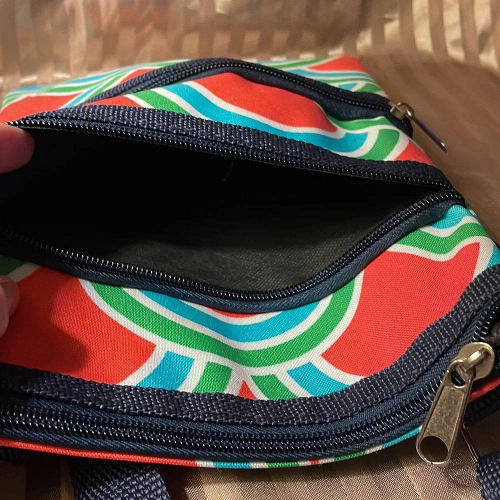 Girls small zipper bag. Adjustable strap, 3 zippered areas
